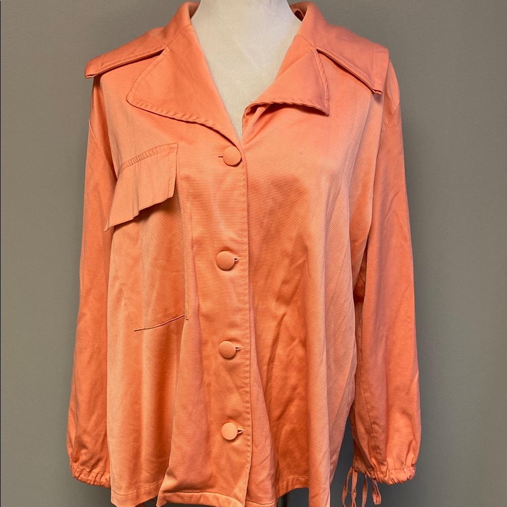 Orange Utility Jacket with Lapel and Elastic Cuffs